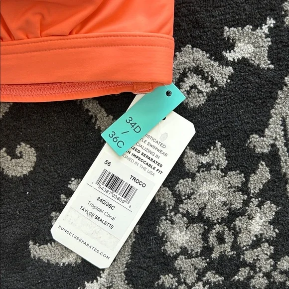 NWT Sunsets Taylor Bralette Size 34D/36C Tropical Coral - Picture 6 of 7